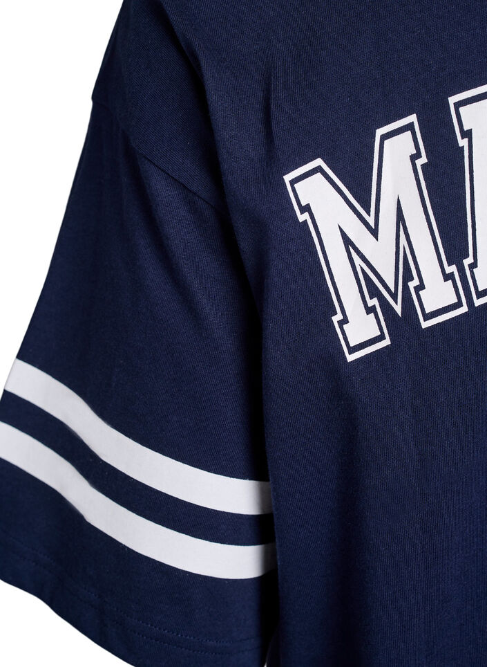 Kort t-shirtkjole med sporty detaljer, Blå, Packshot image number 4