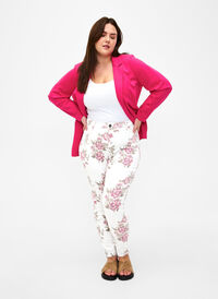 Super slim Amy jeans med blomsterprint, White R.AOP, Model