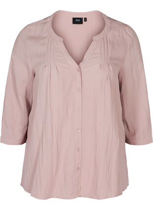 Viskose bluse med knapper og v-hals, Deauville Mauve , Packshot image number 0