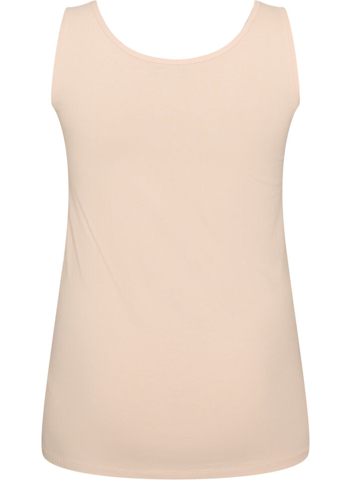 Ensfarvet basis top i bomuld, Beige, Packshot image number 1