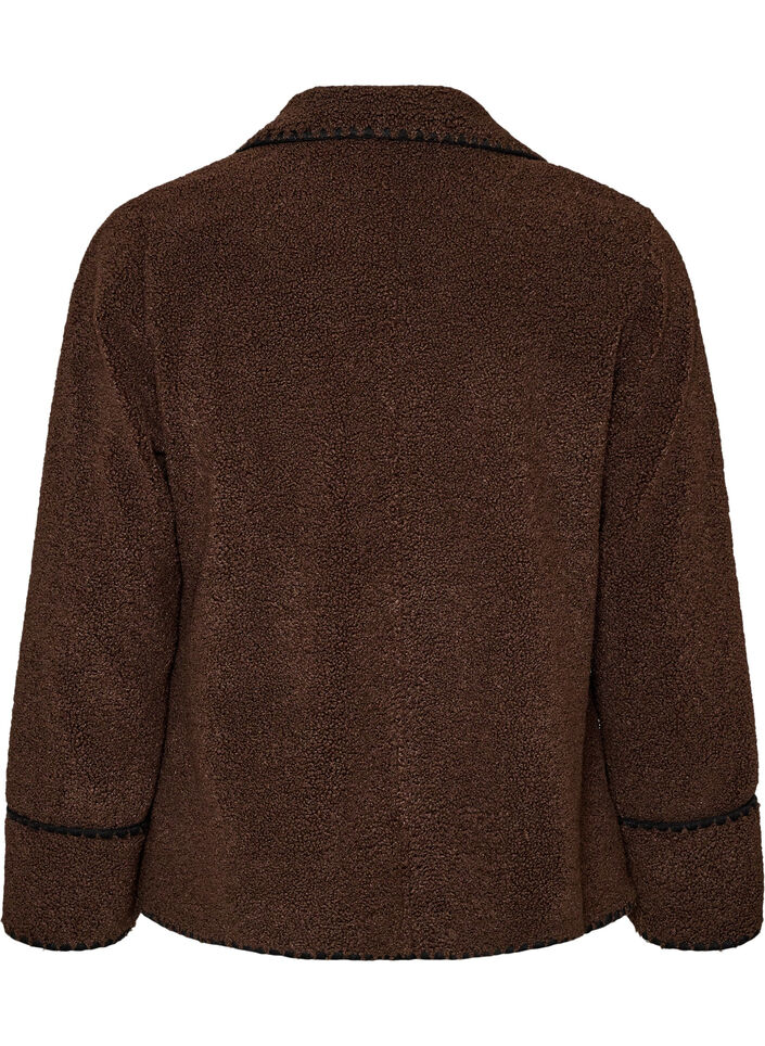 Teddyjakke med kontrastdetaljer, Brun, Packshot image number 1