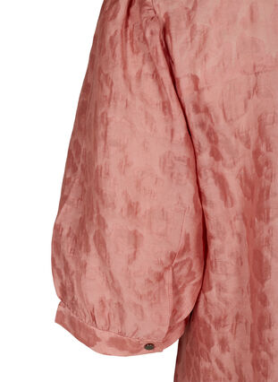 Bluse med 2/4 pufærmer og tone-i-tone mønster, Rose Smoke, Packshot image number 3