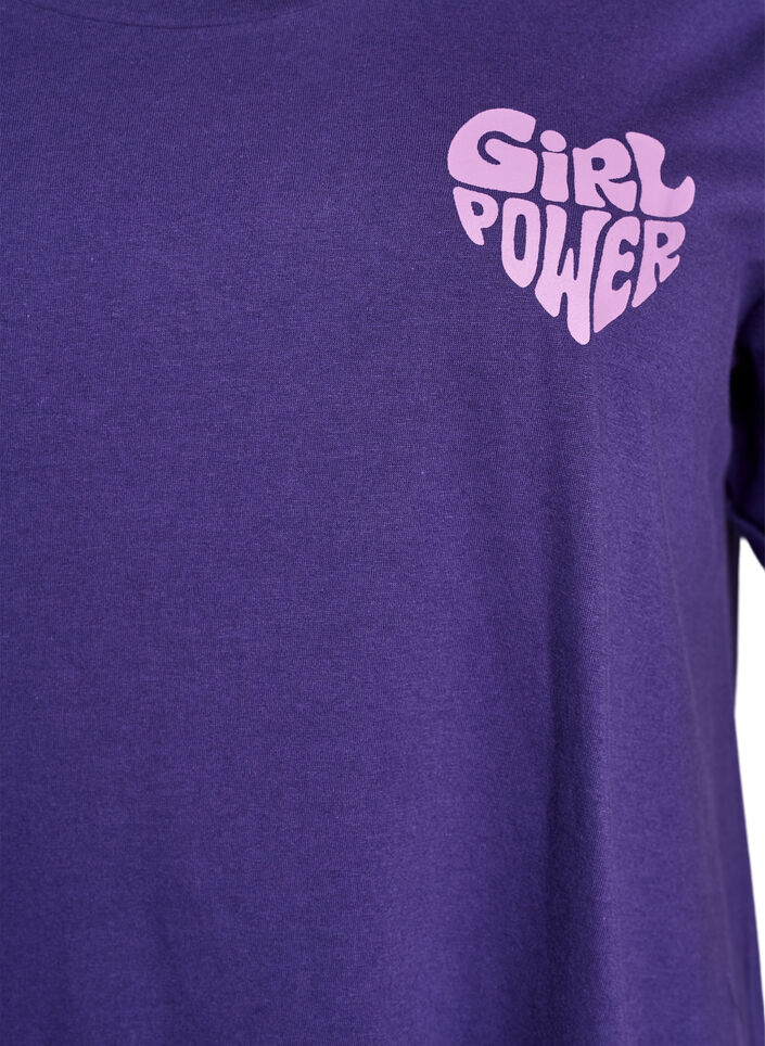 Kort&aelig;rmet natkjole i &oslash;kologisk bomuld, Lilla, Packshot image number 2