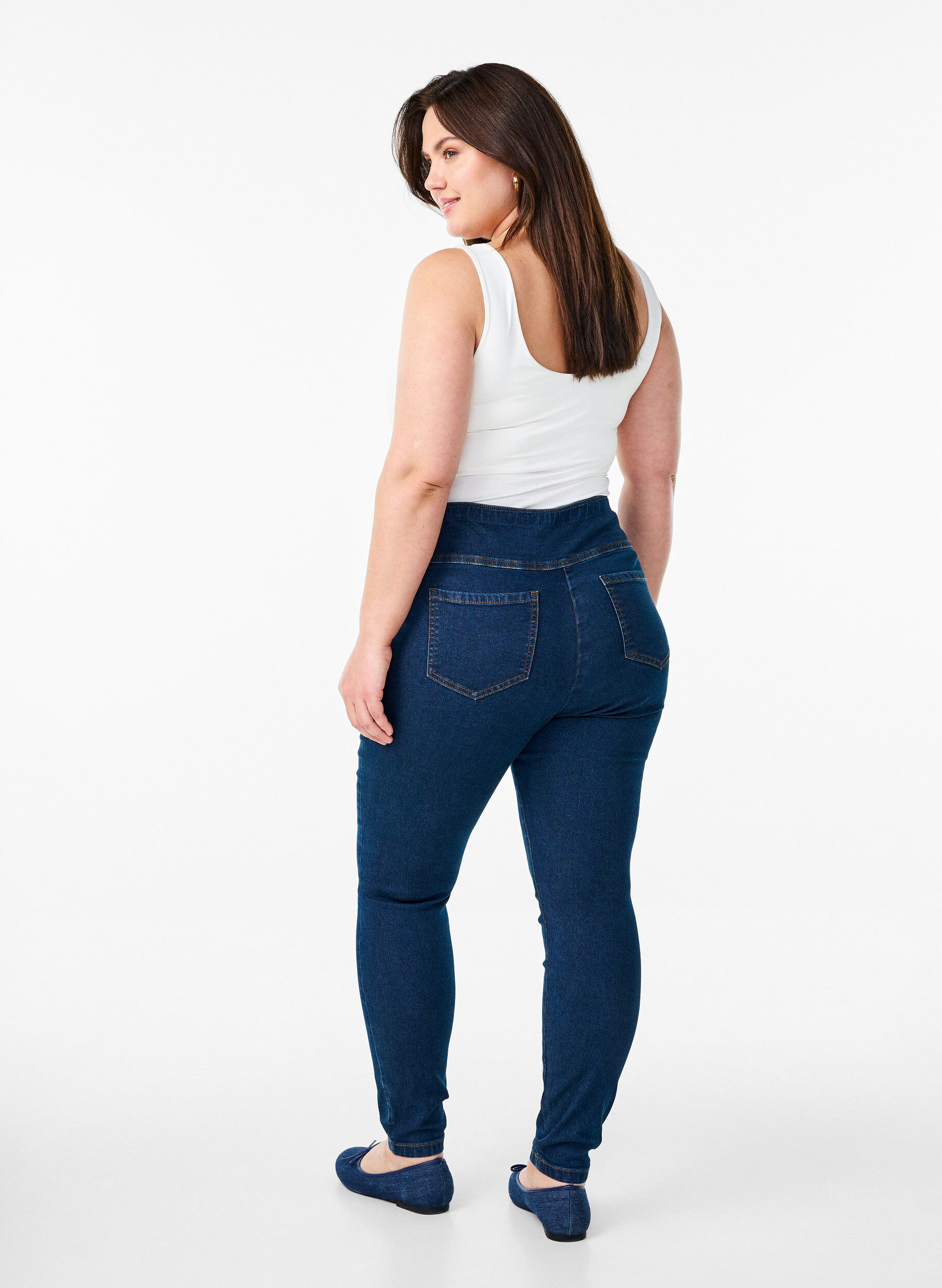 Zizzi Stretchy jeggings med h&oslash;j talje, Bl&aring;, Model image number 1