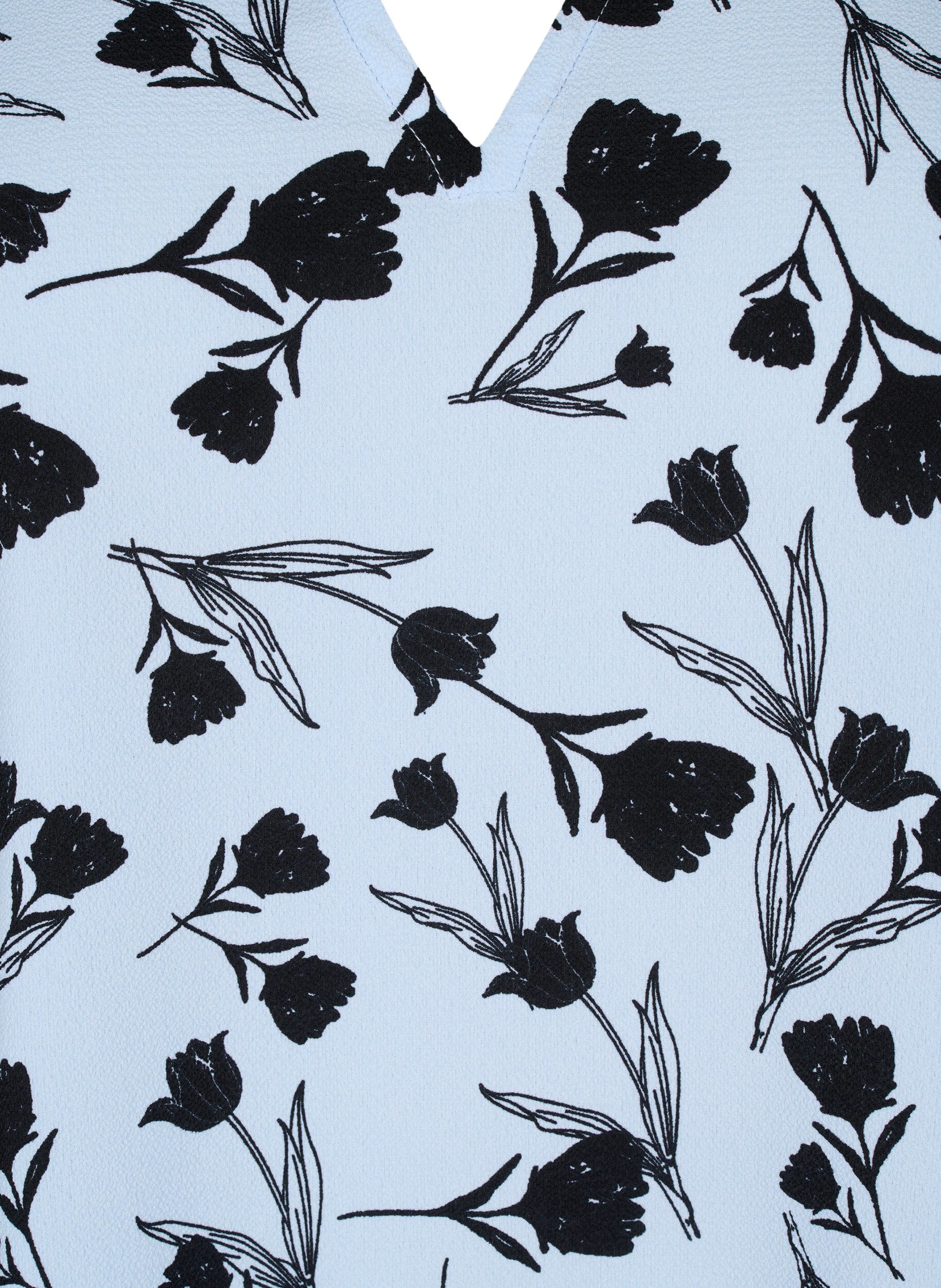 Zizzi V-hals bluse med sl&oslash;jfeprint, Cashmere Blue Flower, Packshot image number 2