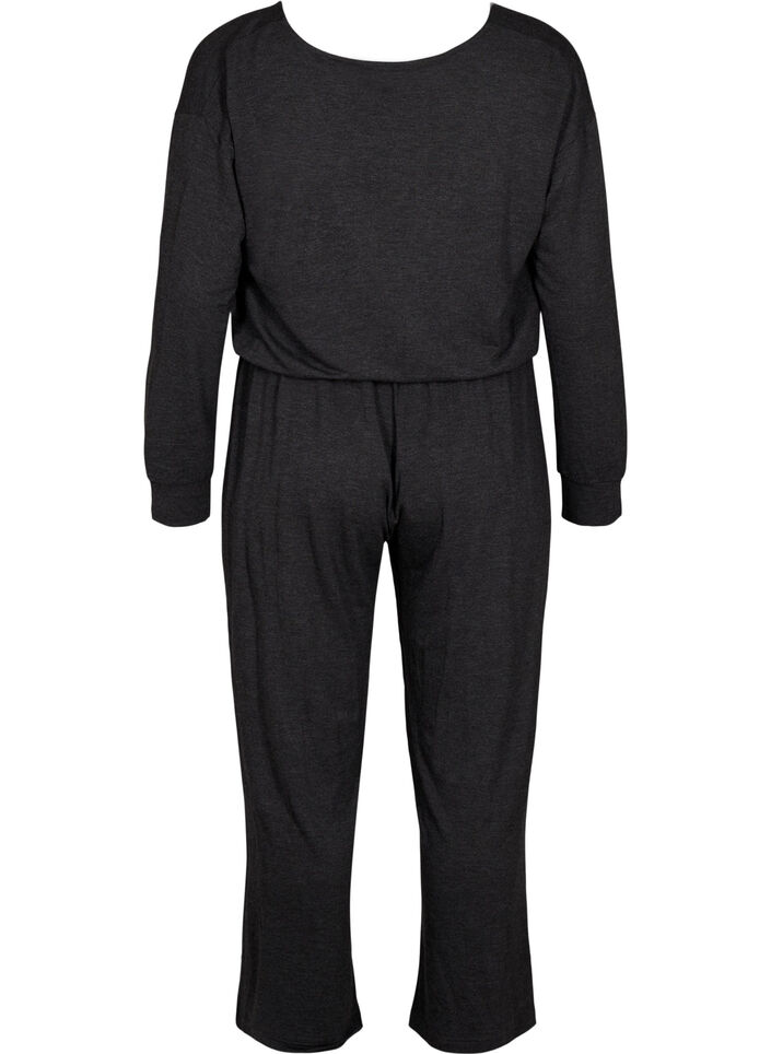 Jumpsuit med wrap og bindebånd, Dark Grey Melange, Packshot image number 1