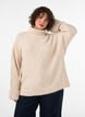 Strikbluse med rullekrave og kabelstrik, Vanilla, Model image number 0