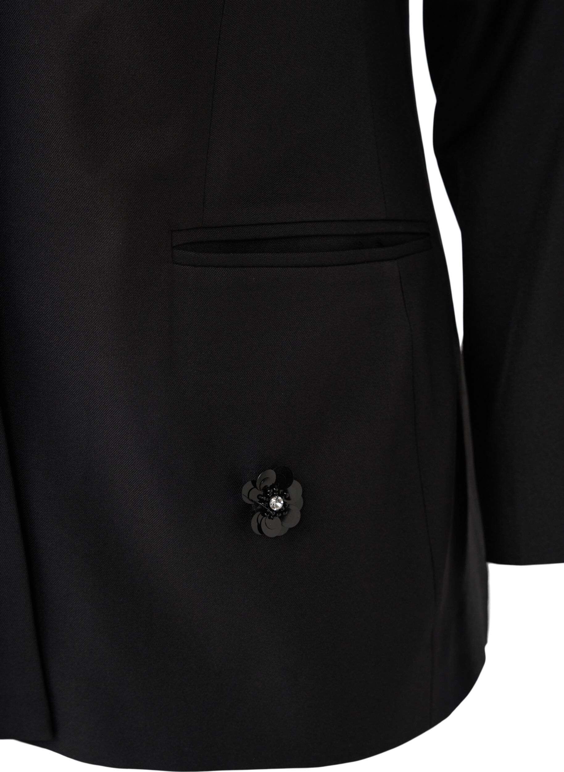 Zizzi Blazer med pailletblomster, Black, Packshot image number 4