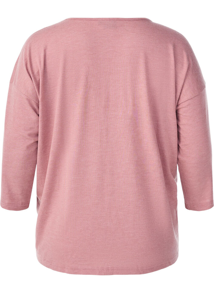 Jerseybluse med 3/4 &aelig;rmer, Lyser&oslash;d, Packshot image number 1