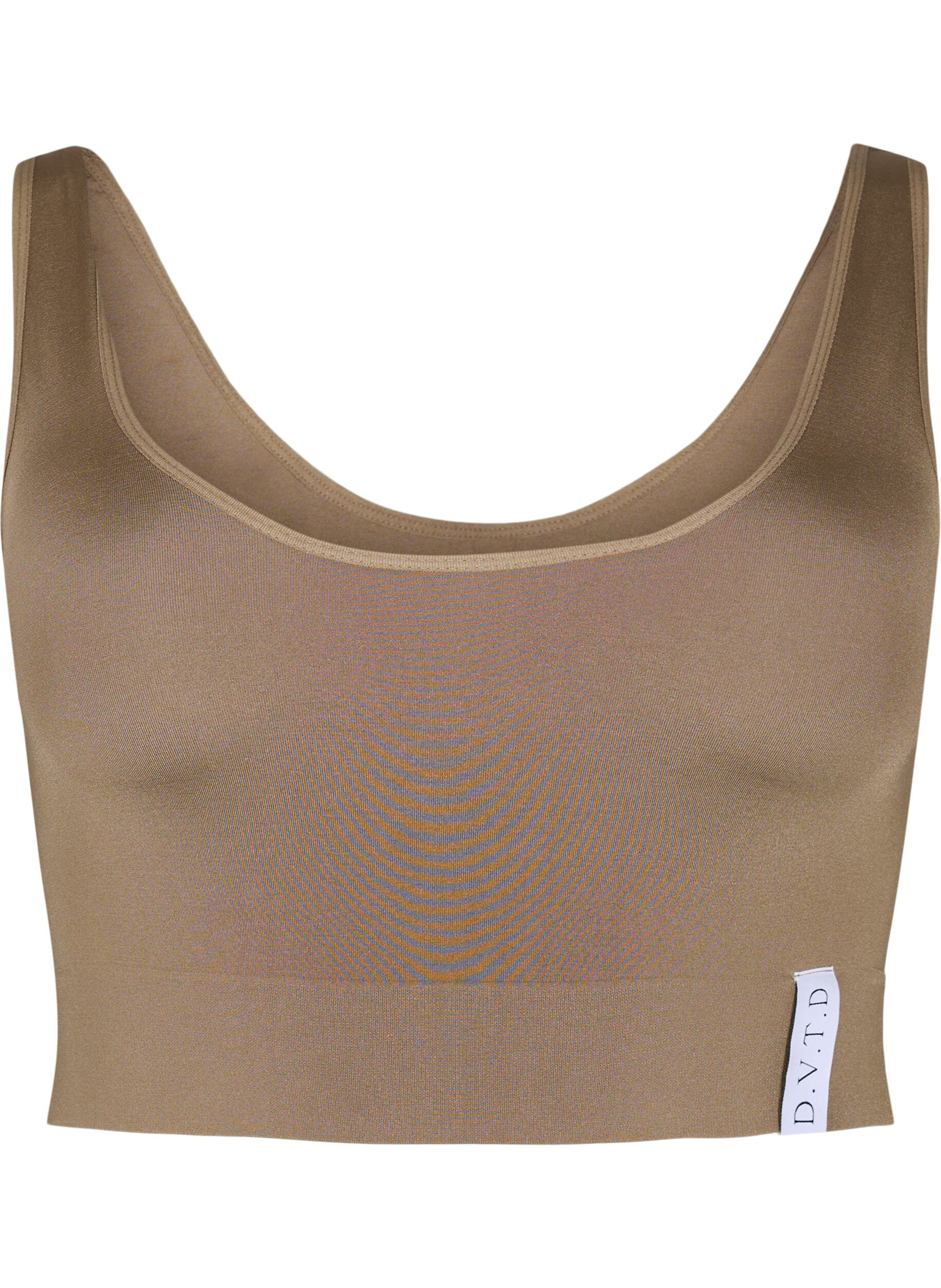 Zizzi Seamless bh top med rund udsk&aelig;ring, Driftwood, Packshot image number 0