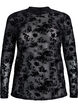 Meshbluse med blomsterm&oslash;nster, Sort, Packshot image number 0