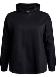 Sweatshirt med h&aelig;tte, Sort