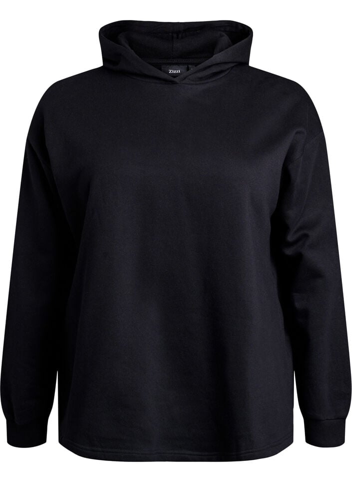 Sweatshirt med h&aelig;tte, Sort, Packshot image number 0
