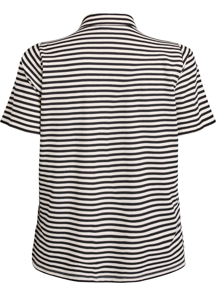 Kortærmet poloshirt med striber, Sort, Packshot image number 1