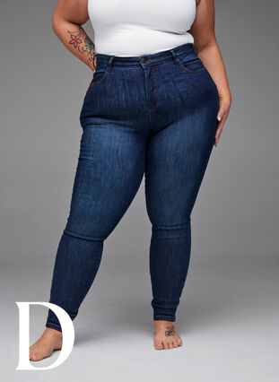 Super slim jeans med høj talje, Dark Blue, Model image number 8