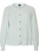 Kabelstrikket cardigan med dekorative knapper, Bl&aring;, Packshot image number 0