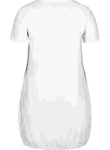 Kortærmet kjole i bomuld, White, Packshot image number 1