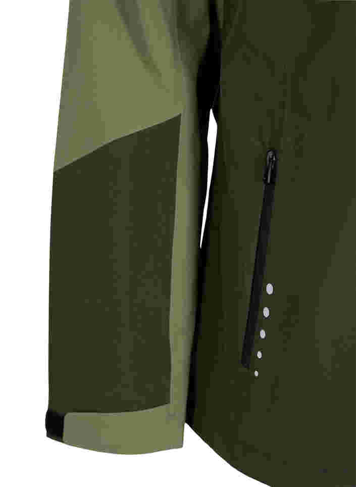 Vandtæt skaljakke med hætte og reflex, Forest Night Comb, Packshot image number 3
