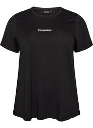 T-shirt i bomuld med tekstbadge, Sort