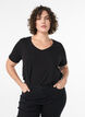 Ensfarvet basis t-shirt i bomuld, Sort, Model image number 0