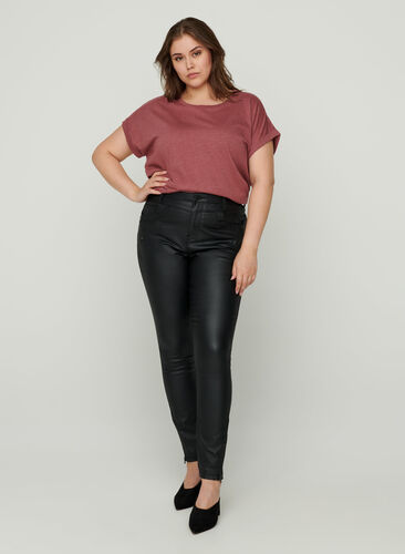 Super slim fit jeans med høj talje, Black, Model image number 1