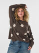 Strikbluse med prikket m&oslash;nster, Brun, Model image number 0