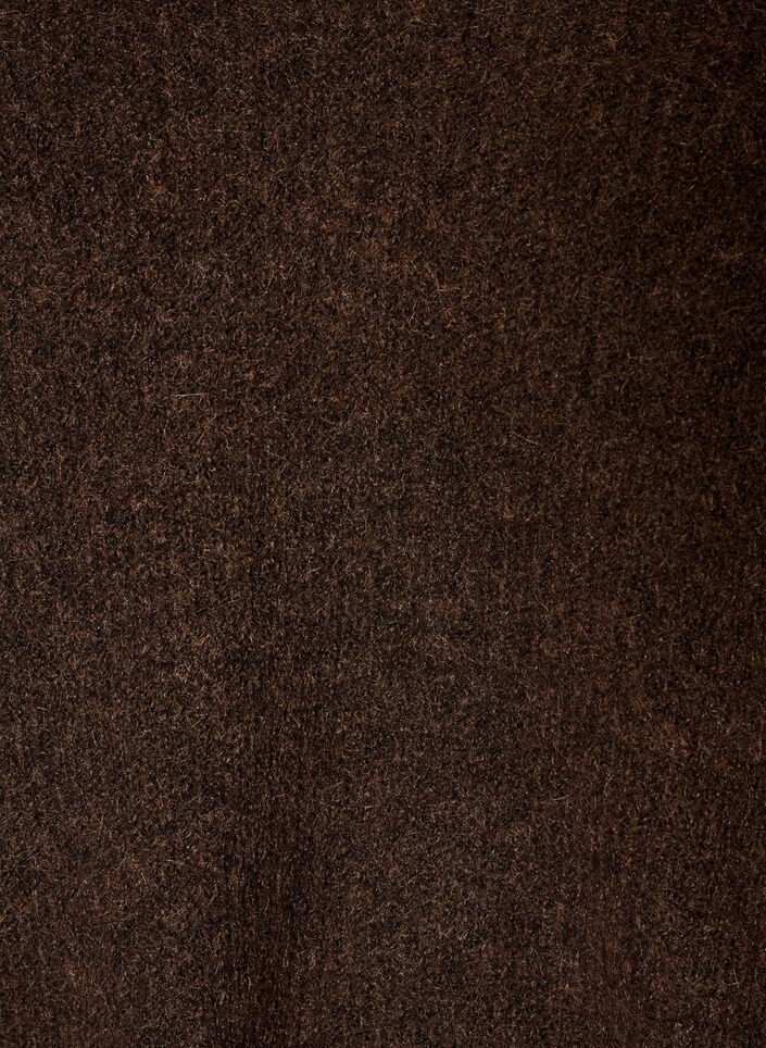 Strikbluse med V-hals og raglan&aelig;rmer, Brun, Packshot image number 2