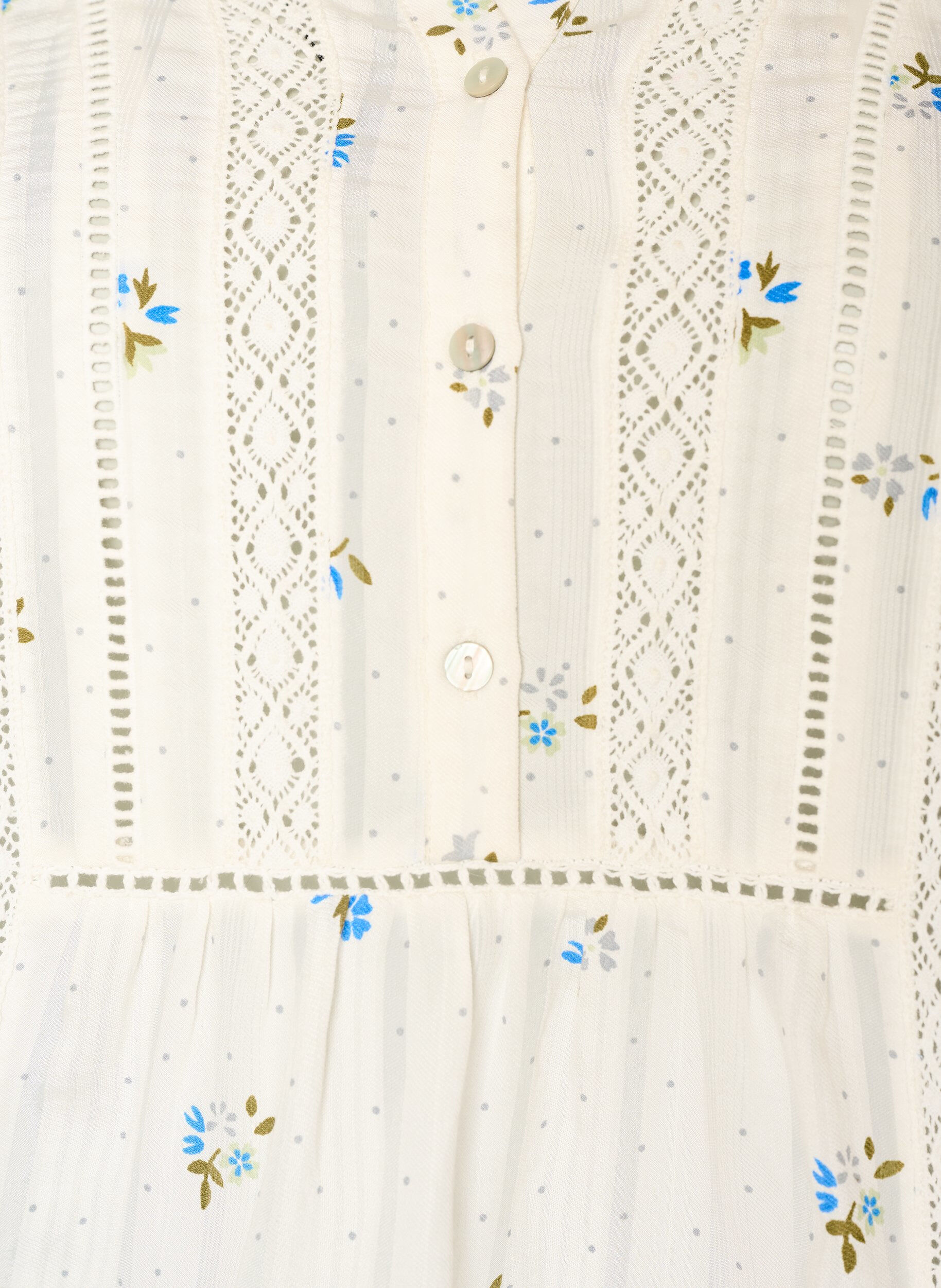 ZizziBluse med print og 1/2 &aelig;rmer, Vanilla, Packshot image number 2