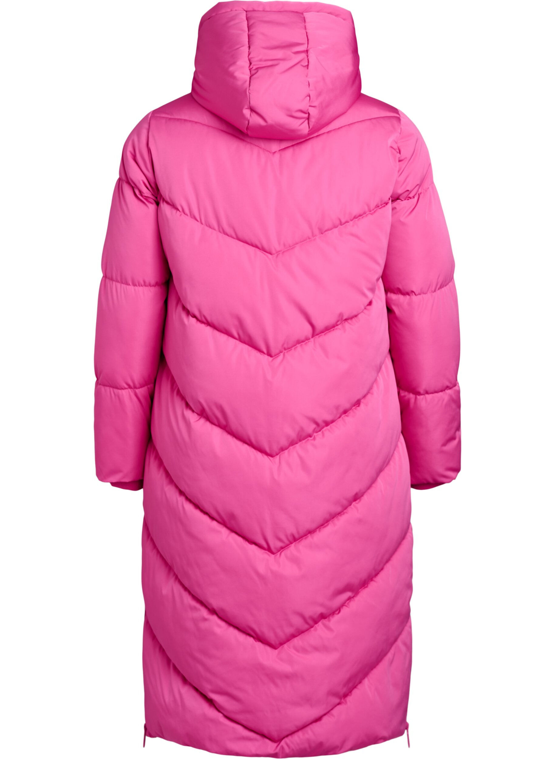 ZizziLang pufferfrakke med h&aelig;tte og lommer , Lyser&oslash;d, Packshot image number 1