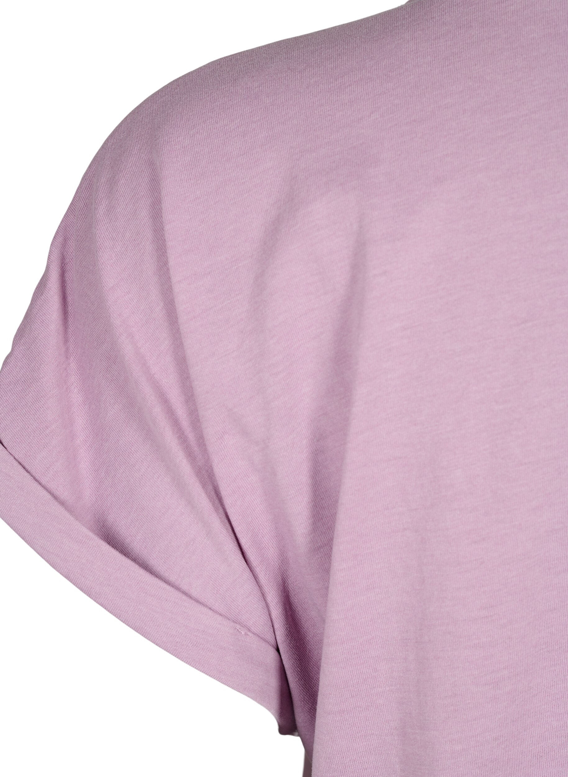 ZizziKort&aelig;rmet t-shirt i bomuldsblanding, Lilla, Packshot image number 3