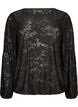 Transparent bluse med blomsterstruktur og lange &aelig;rmer, Sort, Packshot image number 0