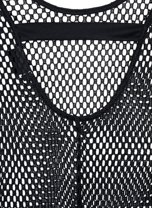Ærmeløs net kjole med slids, Black, Packshot image number 2
