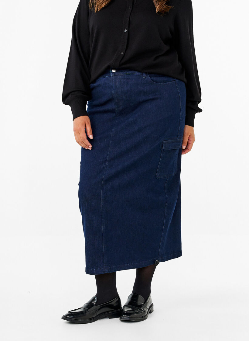 Maxi denim nederdel, Dark Blue Denim, Model image number 2