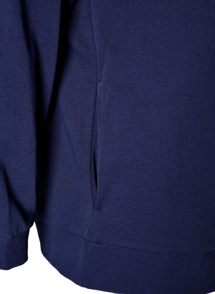 Sweatcardigan med h&aelig;tte og lommer, Bl&aring;, Packshot image number 3
