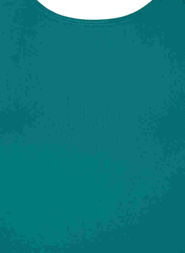 Ensfarvet basis top, Teal Green, Packshot image number 2