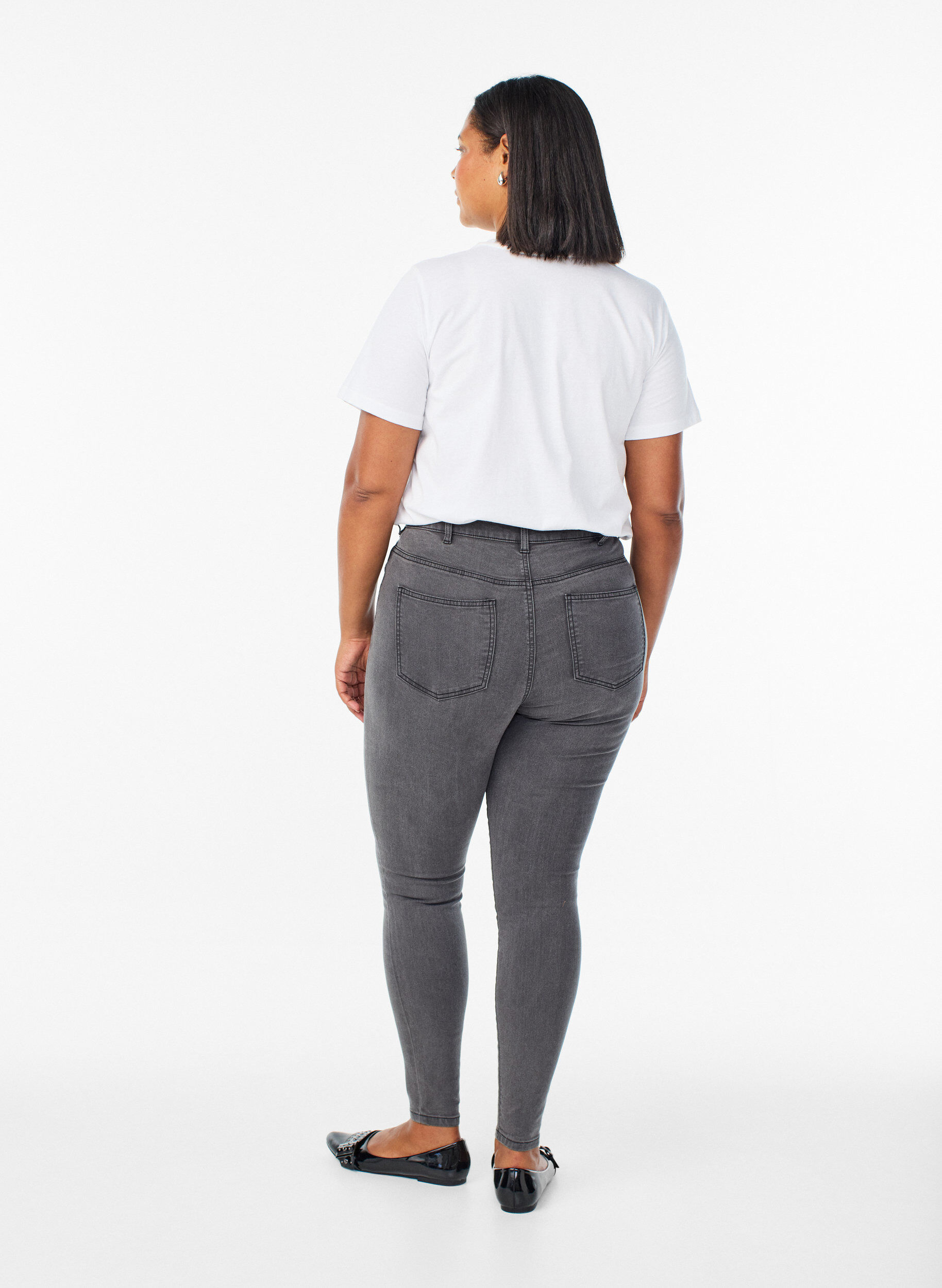 ZizziAmy jeans med h&oslash;j talje og super slim fit, Gr&aring;, Model image number 1
