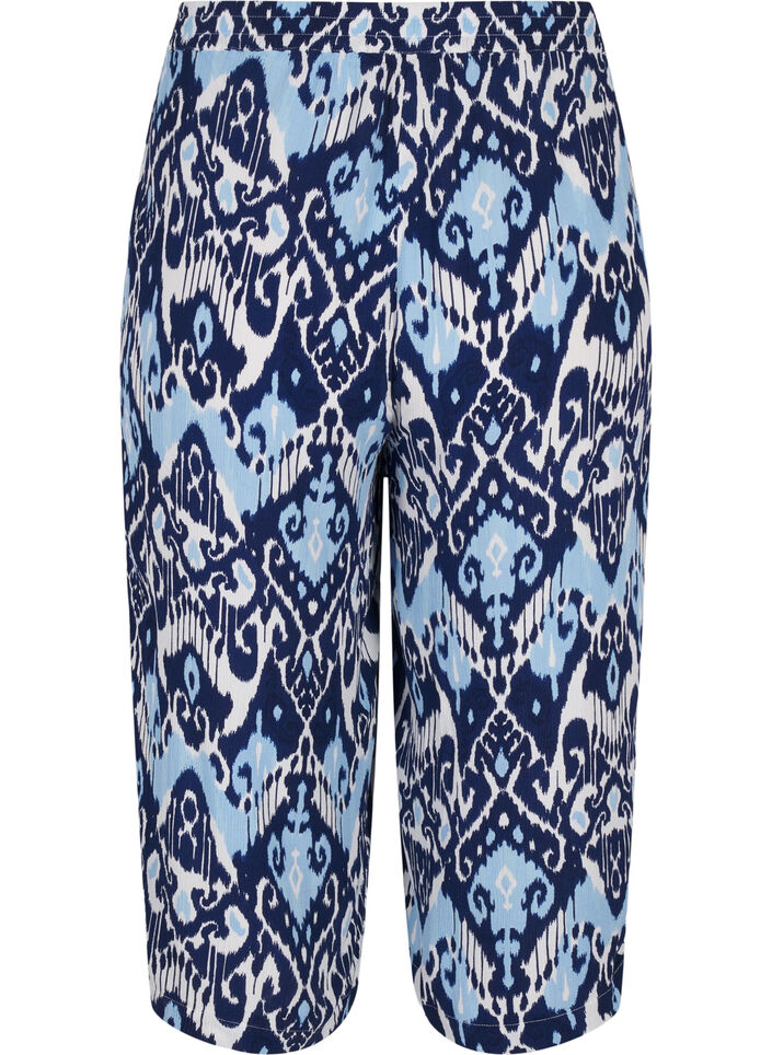 Culotte bukser i viskose med print, Blue Ethnic AOP, Packshot image number 1