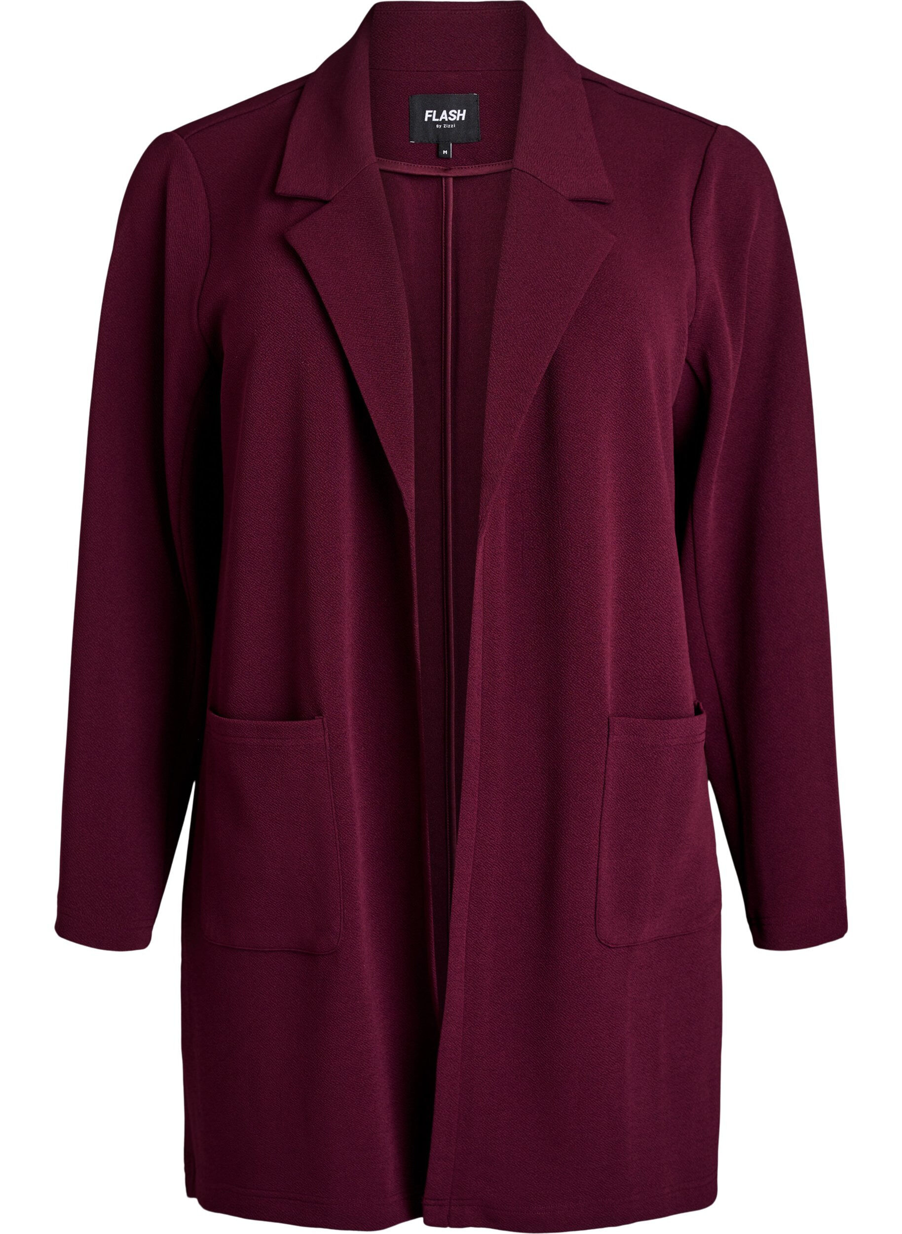 ZizziLang blazer med lommer, R&oslash;d, Packshot image number 0