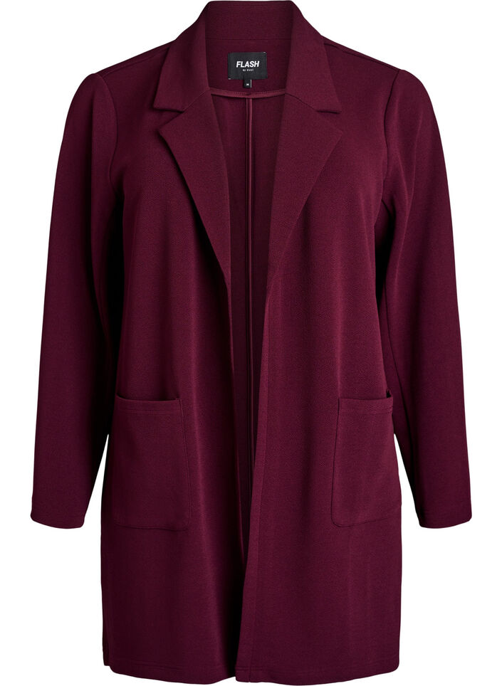 Lang blazer med lommer, R&oslash;d, Packshot image number 0