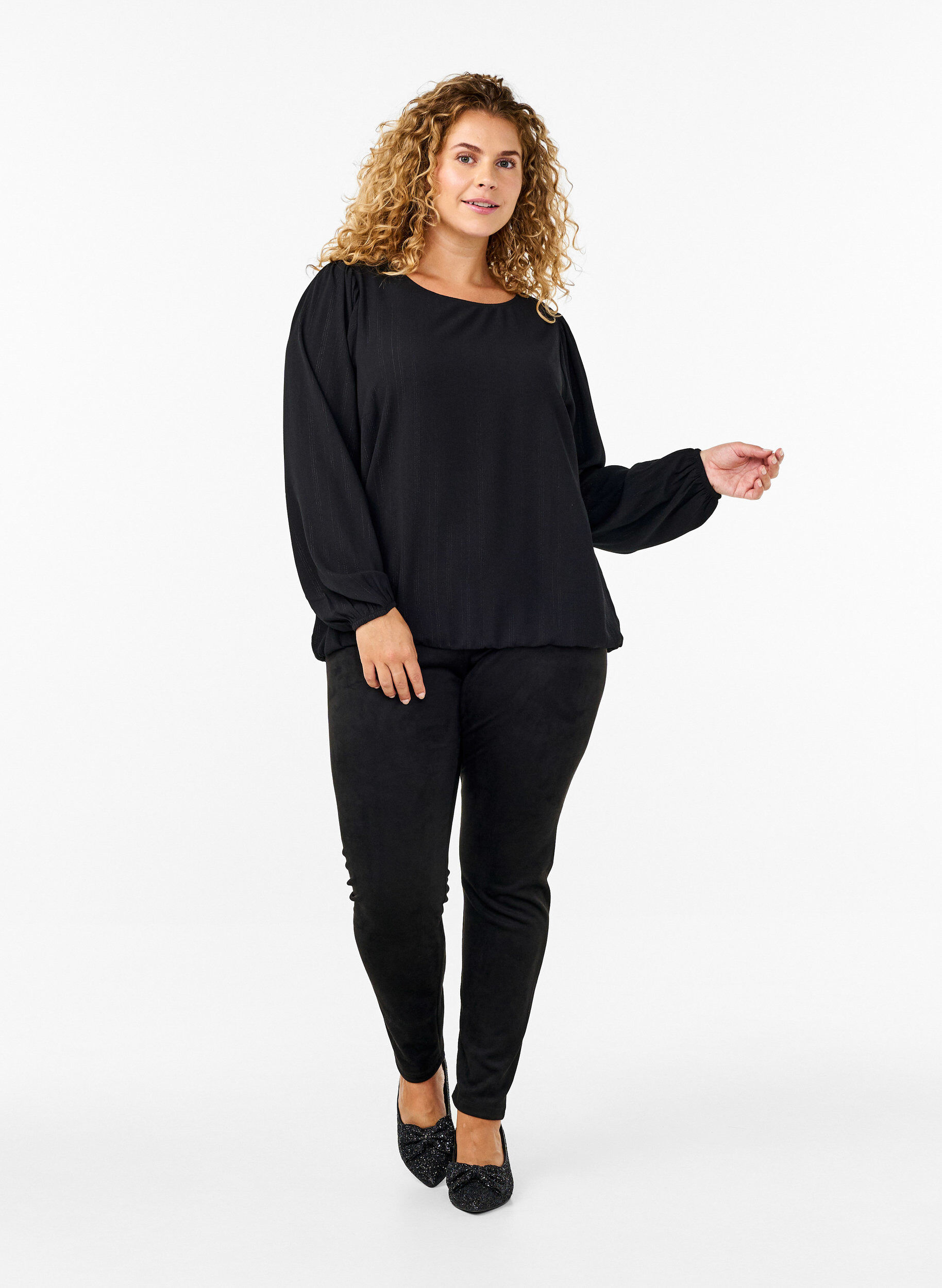 Zizzi Leggings i imiteret ruskind, Black, Model image number 3