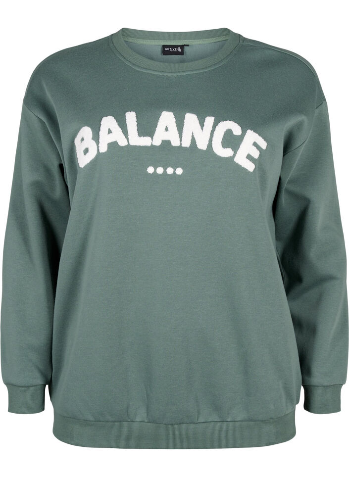 Sweatshirt med frontmotiv, Gr&oslash;n, Packshot image number 0