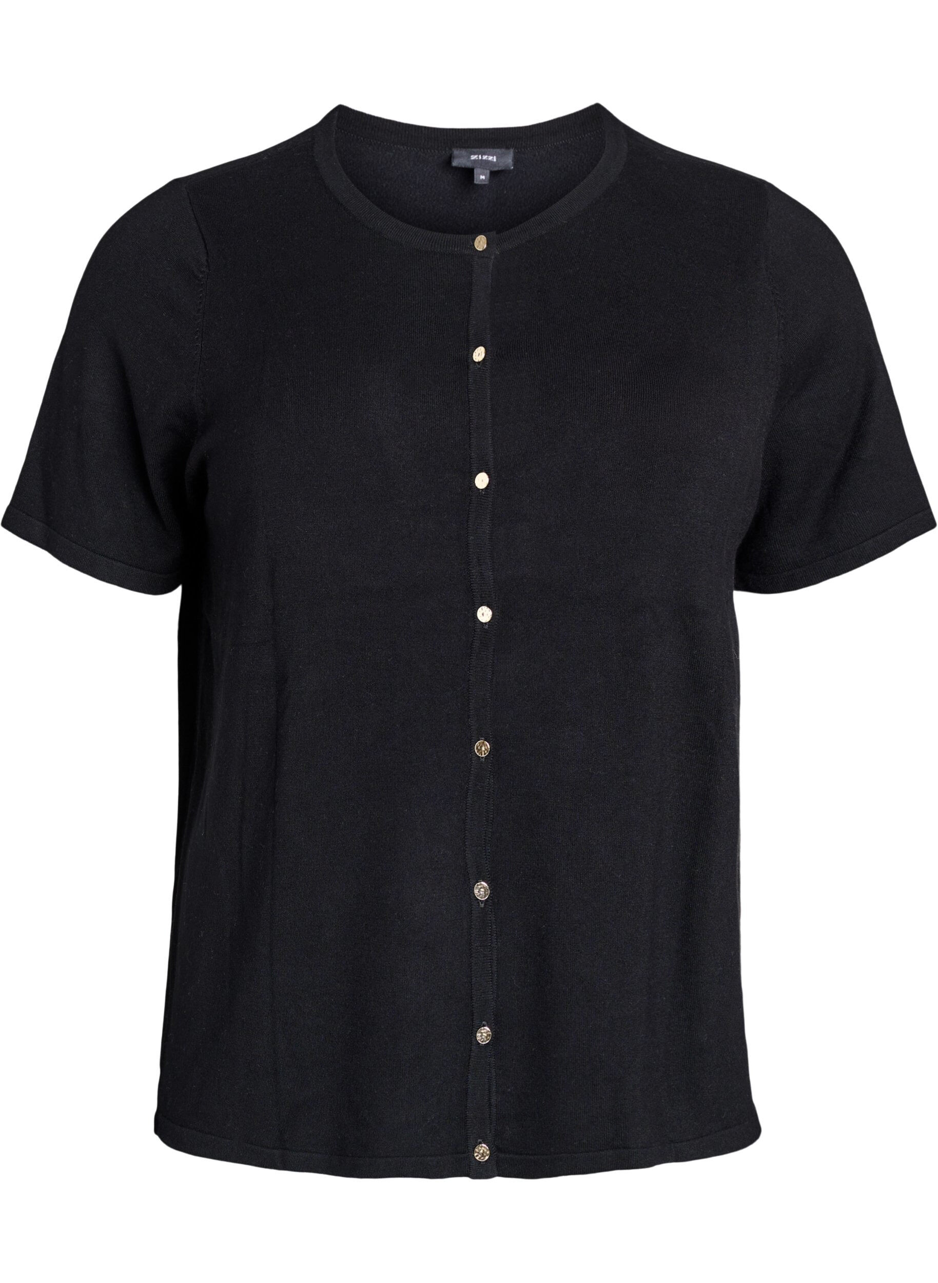 Kort&aelig;rmet strikcardigan i viskose