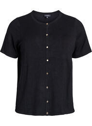 Kort&aelig;rmet strikcardigan i viskose, Sort