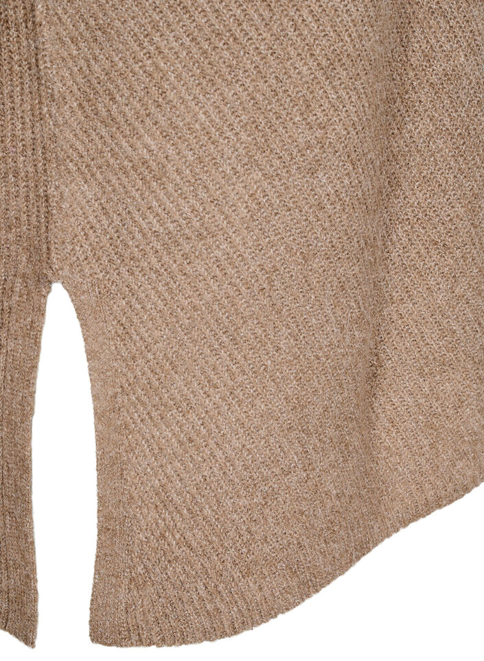 Strikbluse med rund hals, Fossil Mel., Packshot image number 3