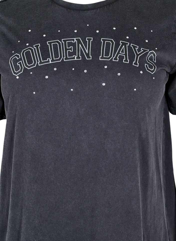 T-shirt i økologisk bomuld med grafisk print, Grå, Packshot image number 2