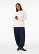 Struktureret bluse med fl&aelig;sekant, Vanilla, Model image number 1