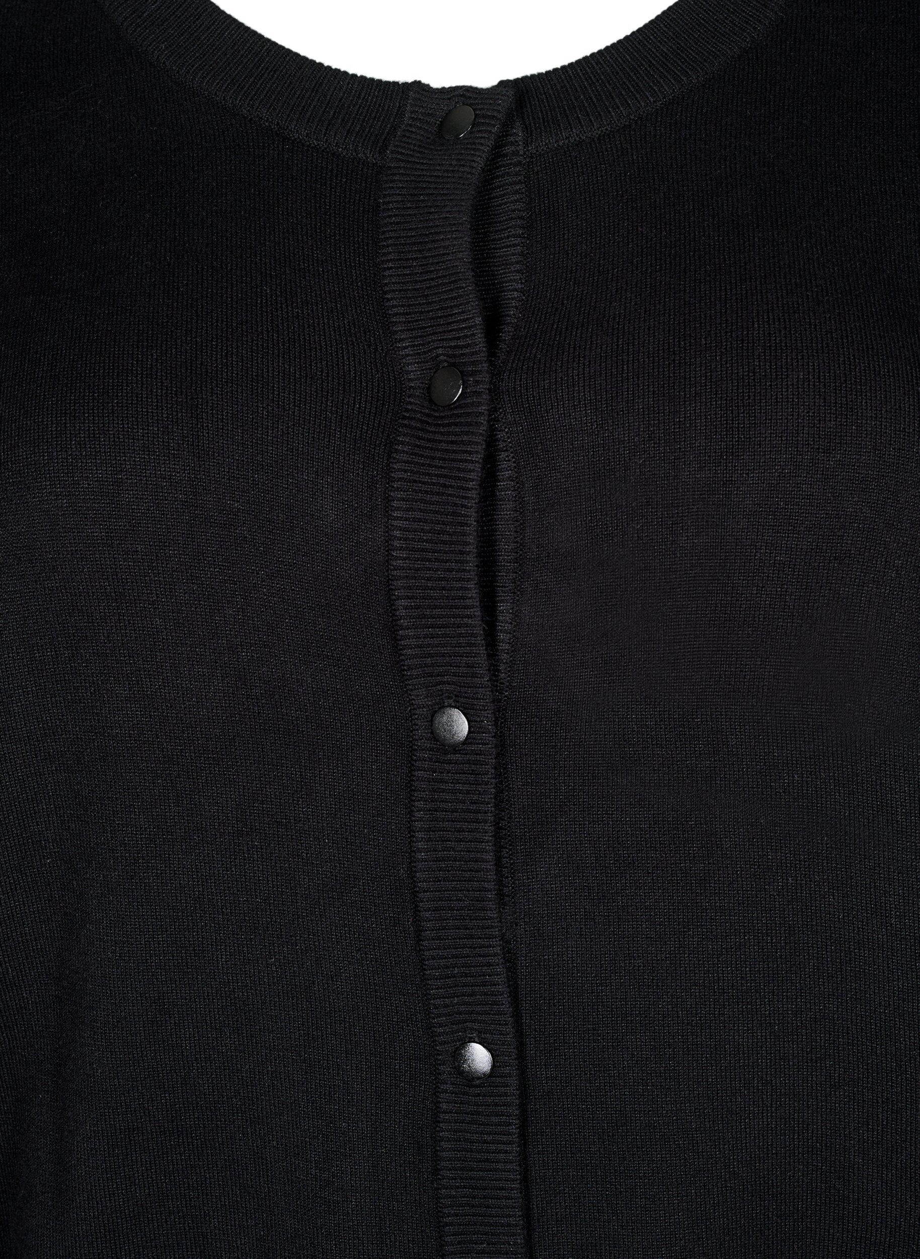 Zizzi Strikket cardigan med knapper i viskosemix, Black, Packshot image number 2