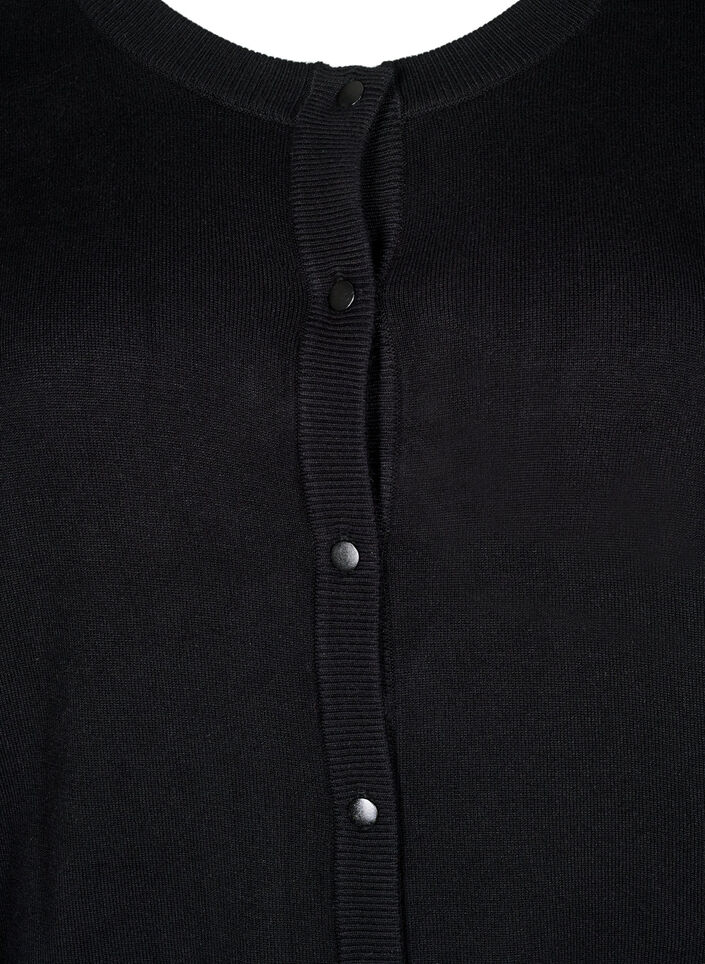 Strikket cardigan med knapper i viskosemix, Black, Packshot image number 2