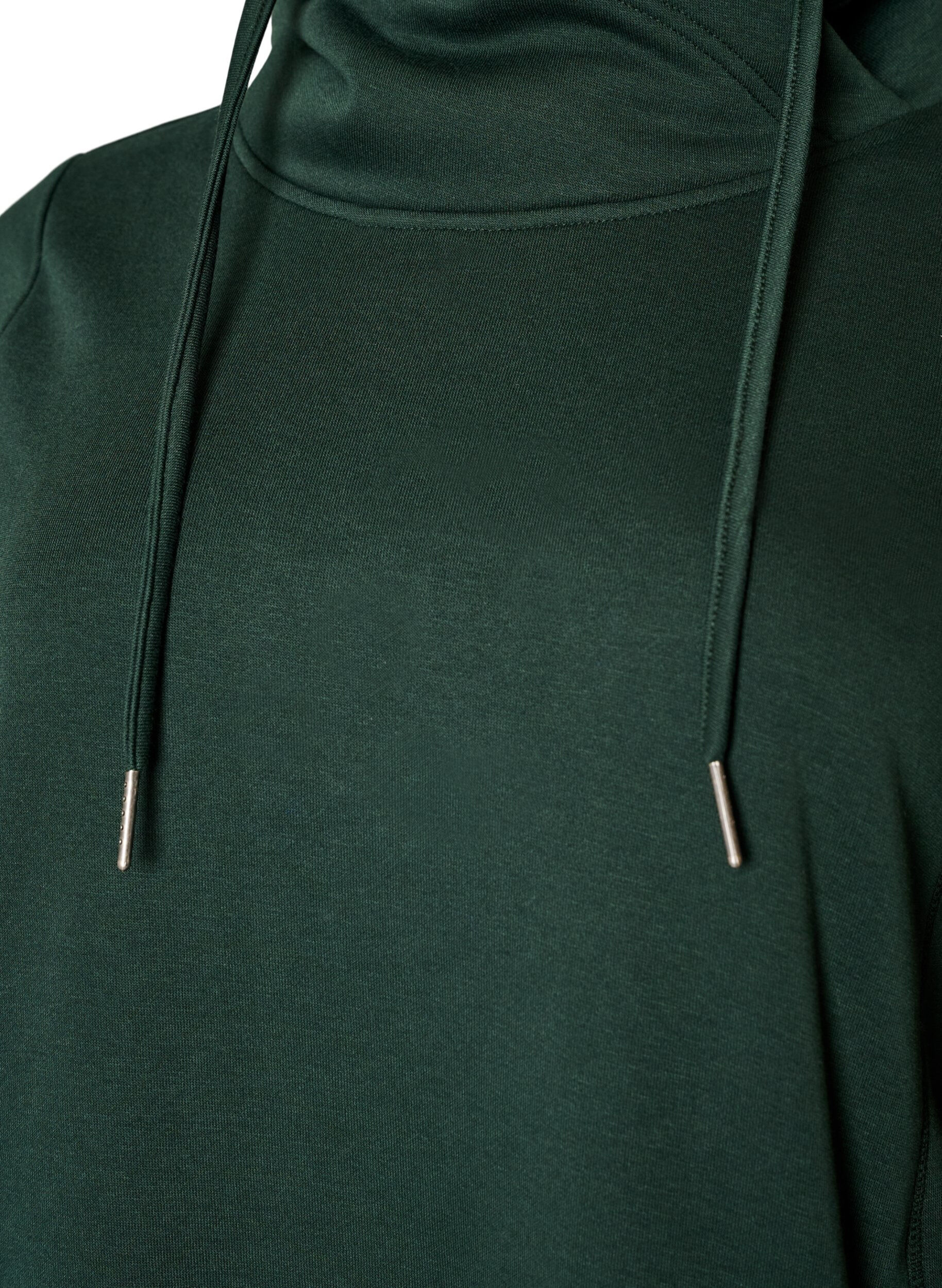 ZizziSweatshirt med h&oslash;j krave og lommer, Gr&oslash;n, Packshot image number 2