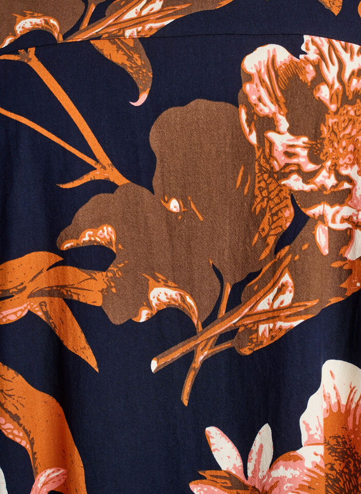 Kort bomuldskjole med elastikkant og lange &aelig;rmer, Sort, Packshot image number 2